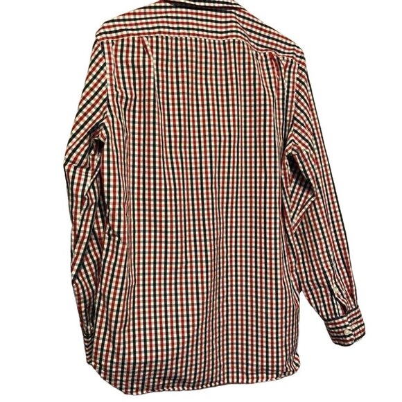 J Crew Men Shirt Mens Button Front Shirt Red Check Cotton 15-15 1/2 - Picture 2 of 5